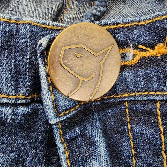 Vintage Y2K Baby Phat Jeans Womens 9 Juniors Blue Faded Low Rise Flare Stretch - Picture 3 of 16